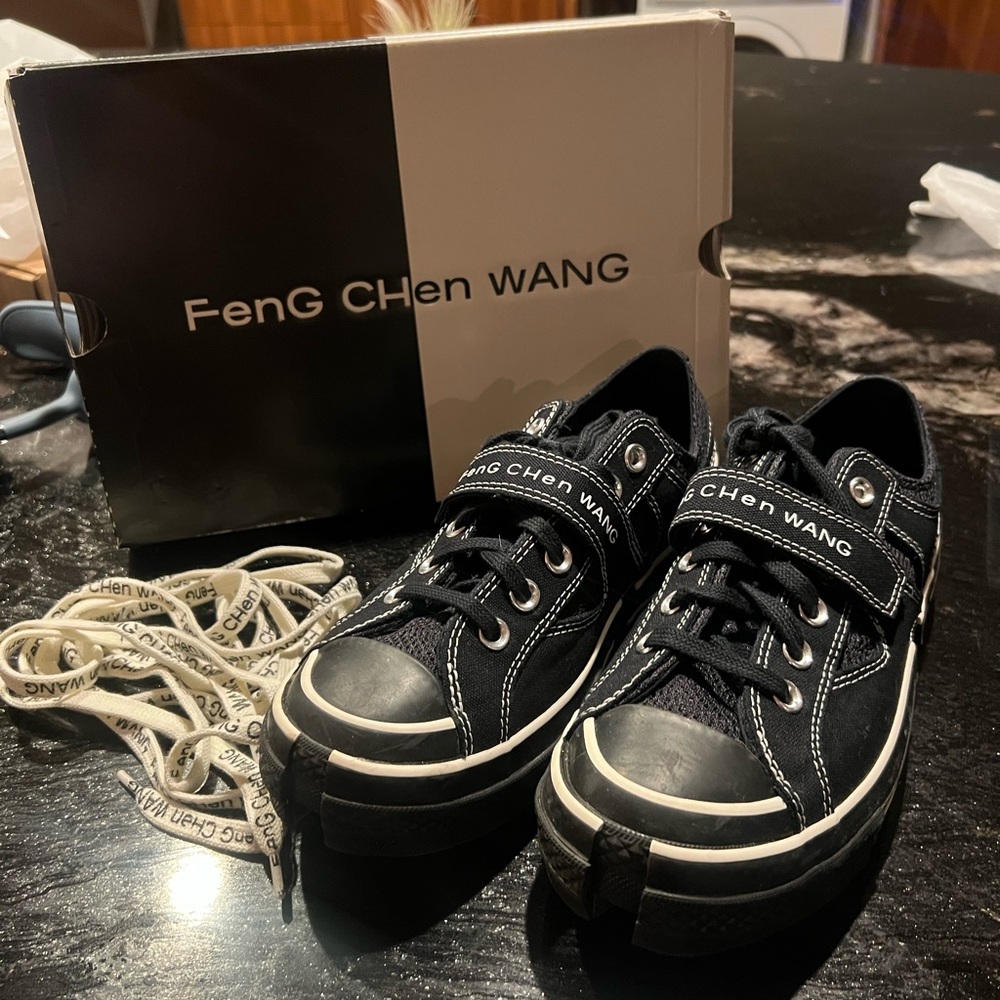 Feng Chen Wang/ Converse Black Canvas Low-Top Sneakers